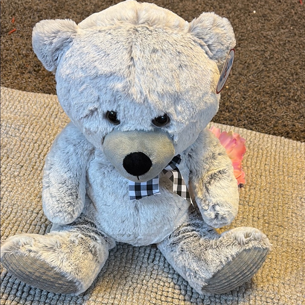 Gray and Black Stuffed Animal with Fluffy Texture